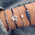 Boho Tree of Life Heart Charm Beads Chain Bangle Bracelet Set
