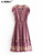 Vintage Floral Print Chic Sleeveless Tassel Lace Patchwork Midi Dress