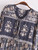 Vintage Grey Floral Print V-neck Lantern Sleeve Tassel Maxi Dress