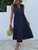 Solid Casual Tank V Neck Buttons Ruffle Loose Summer Midi Sundress