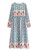 Boho Blue Floral Print Tie Neck Rayon Cotton Summer Dress
