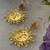 Celestial Agate Dangling Sun and Fire Earrings