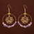 Purple Crystal Gold Round Lotus Drop Earrings