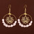 Purple Crystal Gold Round Lotus Drop Earrings
