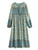 Vintage Green Floral Print Tie Neck Ladies Rayon Cotton Maxi Dress