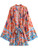 Vintage Bird Floral Kimono Batwing Sleeves Rayon Robe