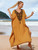 Casual Yellow Embroidered Loose Kaftan Cover Up