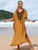 Casual Yellow Embroidered Loose Kaftan Cover Up