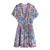 Vintage Chic Women Peacock Floral Print Deep V-neck  Bohemian Mini Dresses Ladies Short Sleeve Happie Beach Boho Dress Vestidos
