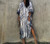 Boho Kaftan V Neck Bat Sleeve Swimsuit Cover Up Long Dress