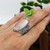 Vintage Eye Shape Silver Plated Natural Stone Flower Ring