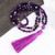 Natural Purple 108 Beads Knotted Tassel Necklace
