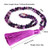 Natural Purple 108 Beads Knotted Tassel Necklace