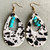 Turquoise Genuine Leather Hollow Cow Statement Earrings