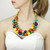 Multicolor Long Wooden Beads Ethnic Necklace-1731414485