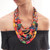 Multicolor Long Wooden Beads Ethnic Necklace-1731414485