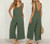 Solid Casual Loose Linen Cotton Backless Jumpsuit