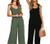 Solid Casual Loose Linen Cotton Backless Jumpsuit