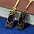 Vintage Green Ethnic Pattern Pierced Dangle Earrings
