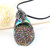 Rainbow Geode Crystal Druzy Inlay Zircon Leather Rope Necklace