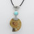 Ammonite Shell Pink Crystal Bead Necklace