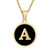 Vintage Letter Coin Gold Stainless Alphabet Necklace - R2 Black
