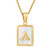 Vintage Letter Coin Gold Stainless Alphabet Necklace - R2 Black