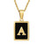 Vintage Letter Coin Gold Stainless Alphabet Necklace - R2 Black
