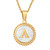 Vintage Letter Coin Gold Stainless Alphabet Necklace - S1 Black