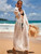 Crochet White Knitted  Tunic Long Pareos Cover up