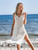 Ivory V-neck Hollow Out Side Split Sleeveless Summer Dress