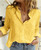 Women Elegant Button Lapel Long Sleeve  Blouse - size XL