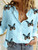 Women Elegant Button Lapel Long Sleeve  Blouse - size XL