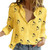 Women Elegant Button Lapel Long Sleeve  Blouse - size XL