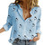 Women Elegant Button Lapel Long Sleeve  Blouse -size XXL