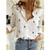 Women Elegant Button Lapel Long Sleeve  Blouse -size XXL
