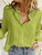 Women Elegant Button Lapel Long Sleeve  Blouse -size XXL