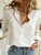 Women Elegant Button Lapel Long Sleeve  Blouse -size XXL