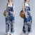 Fashion Patchwork Loose Long Wide Leg Jumpsuit