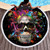 3D Sugar Skull Printed Fabric Round Beach Towel