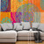 Ethnic Retro Circle Printed Fabric Drapes Curtain (Purple Multi)