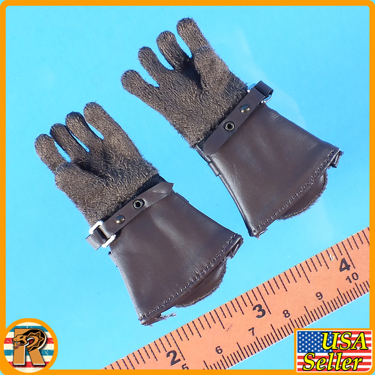 WWII Soviet Ace Pilot - Brown Flight Gloves #2 - 1/6 Scale -
