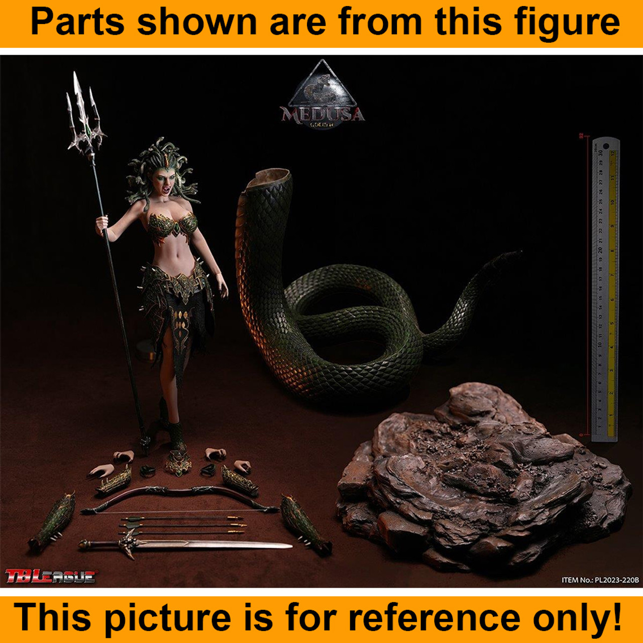 Medusa (Golden) - Female Snake Head w/ Fangs - 1/6 Scale -