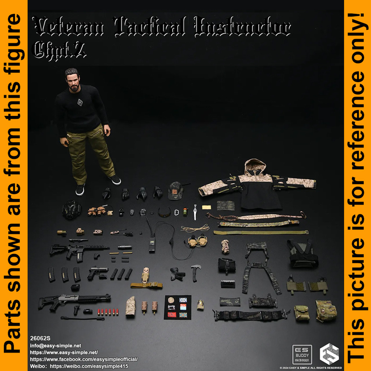 S Tactical Instructor Chpt 2 - Black T Shirt #2 - 1/6 Scale