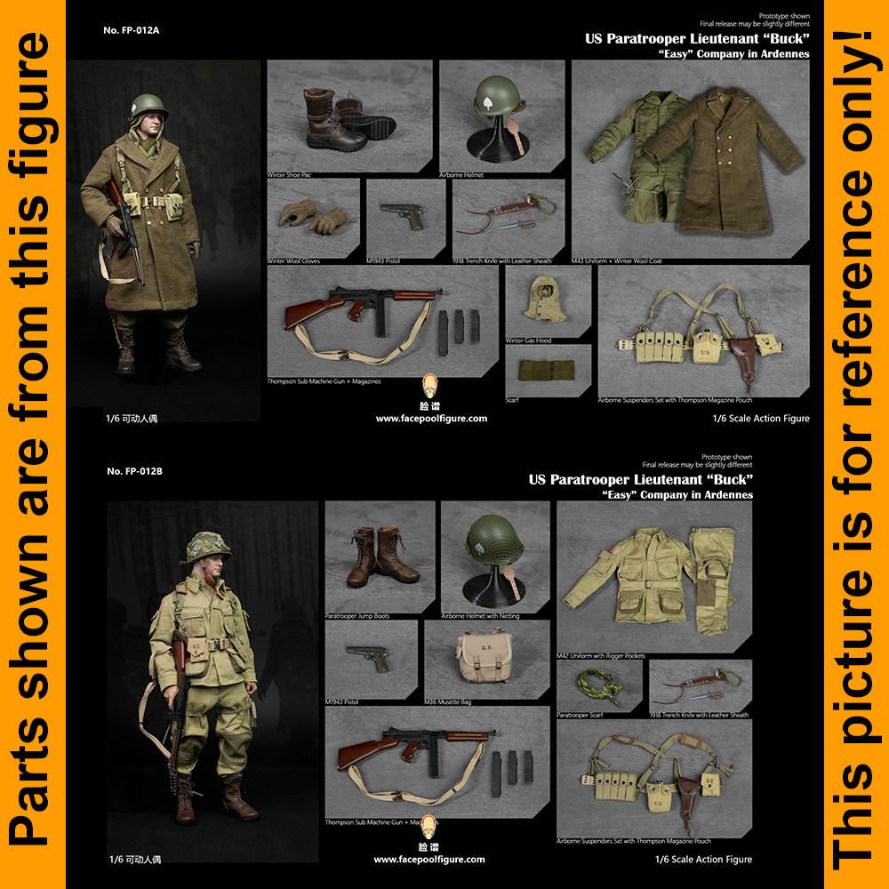Lieutenant Buck Paratrooper - Light Uniform #1 - 1/6 Scale Part - Facepool
