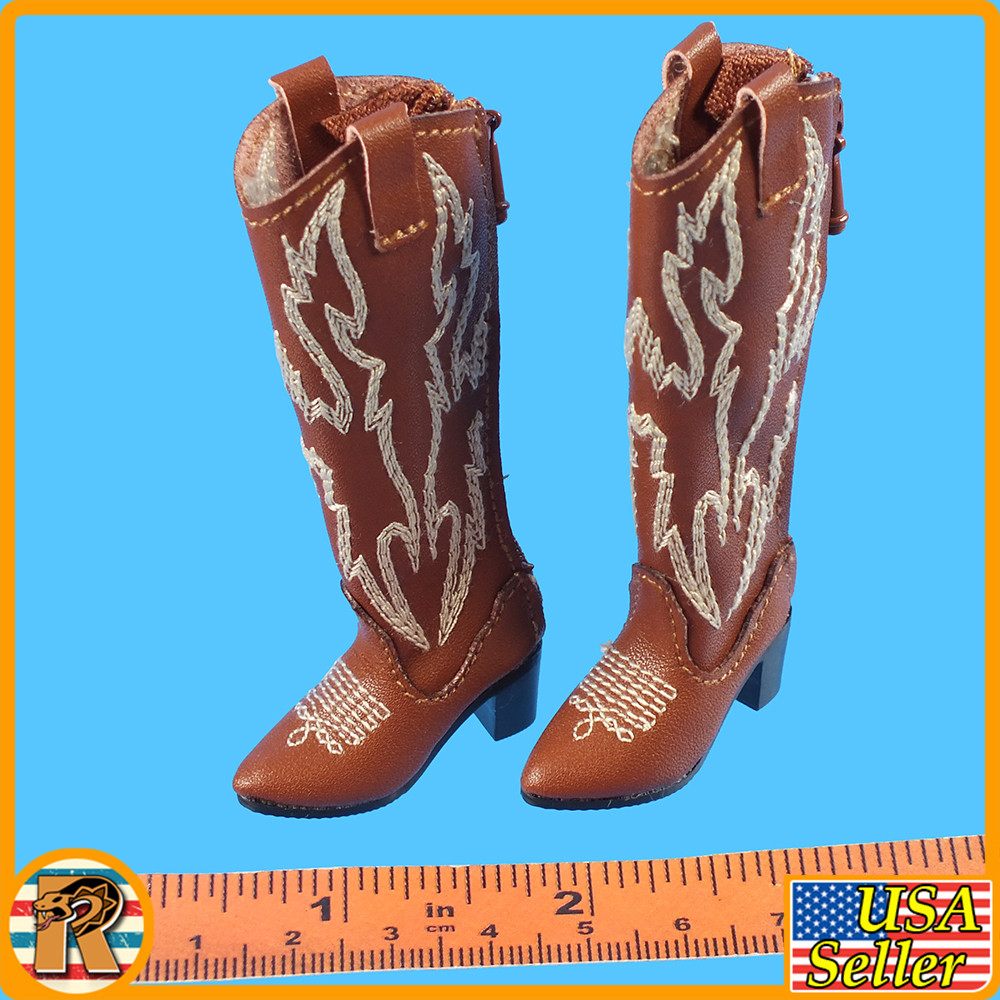 Wild Western Cowgirl - Cowboy Boots (for Feet) - 1/6 Scale Part - ZY Toys