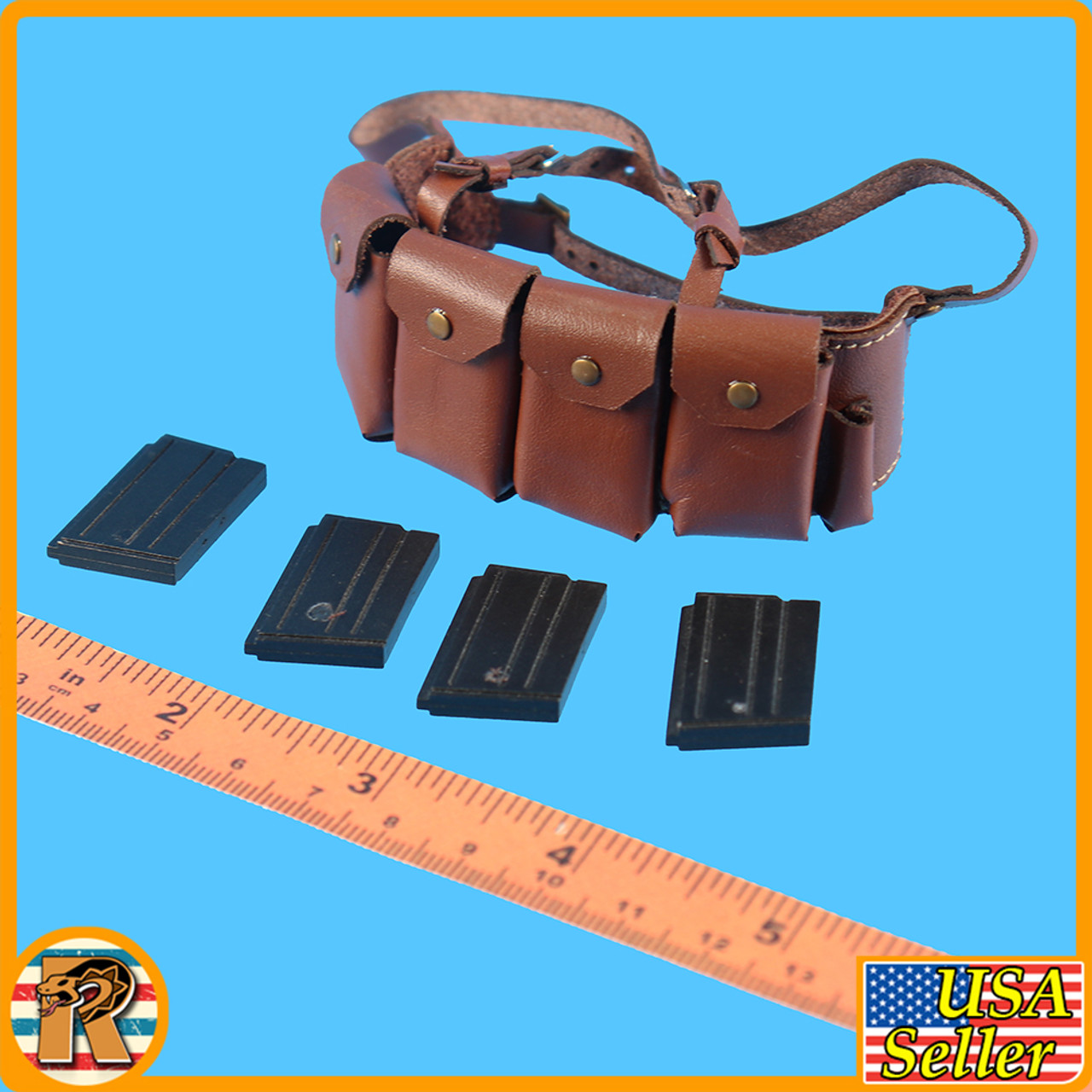 88th DIV NRA - Leather Ammo Vest & Mags - 1/6 Scale