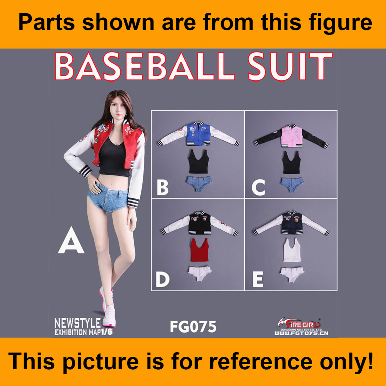 Baseball Suit - Black Jacket #4 (Female) - 1/6 Scale Baseball Suit - Black Jacket #4 (Female) - 1/6 Scale