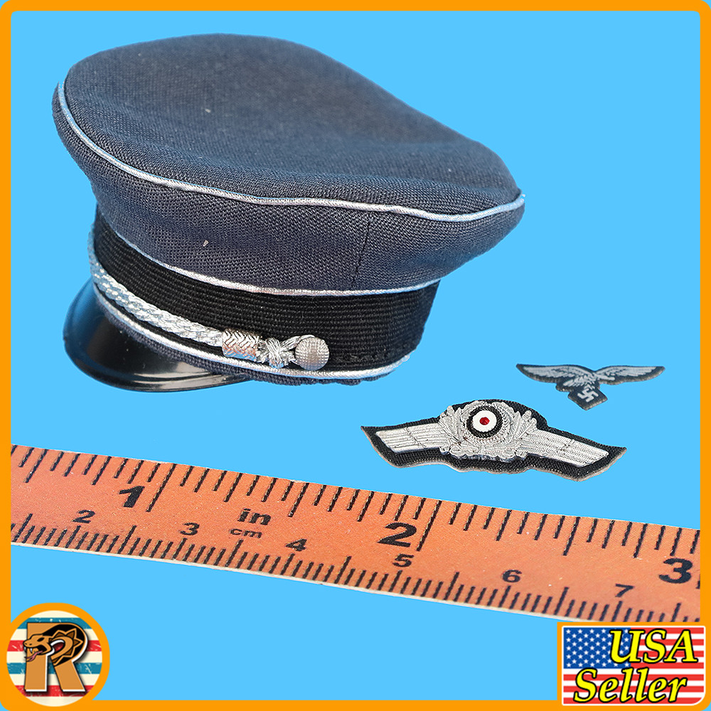 Erich Hartman Luftwaffe Pilot - Officer Hat & Patches - 1/6 Scale