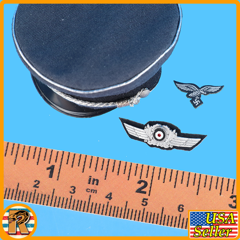 Erich Hartman Luftwaffe Pilot - Officer Hat & Patches - 1/6 Scale